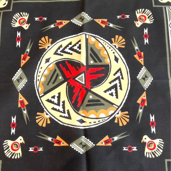 Red Cowboy Bandana Handkerchief Scarf Tribal Thunderbird Southwestern Arrow NWT - Picture 3 of 8